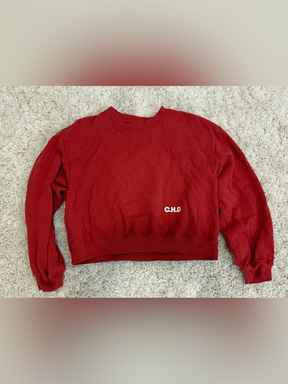 C.H.D Women's Cropped Red Crewneck Sweatshirt